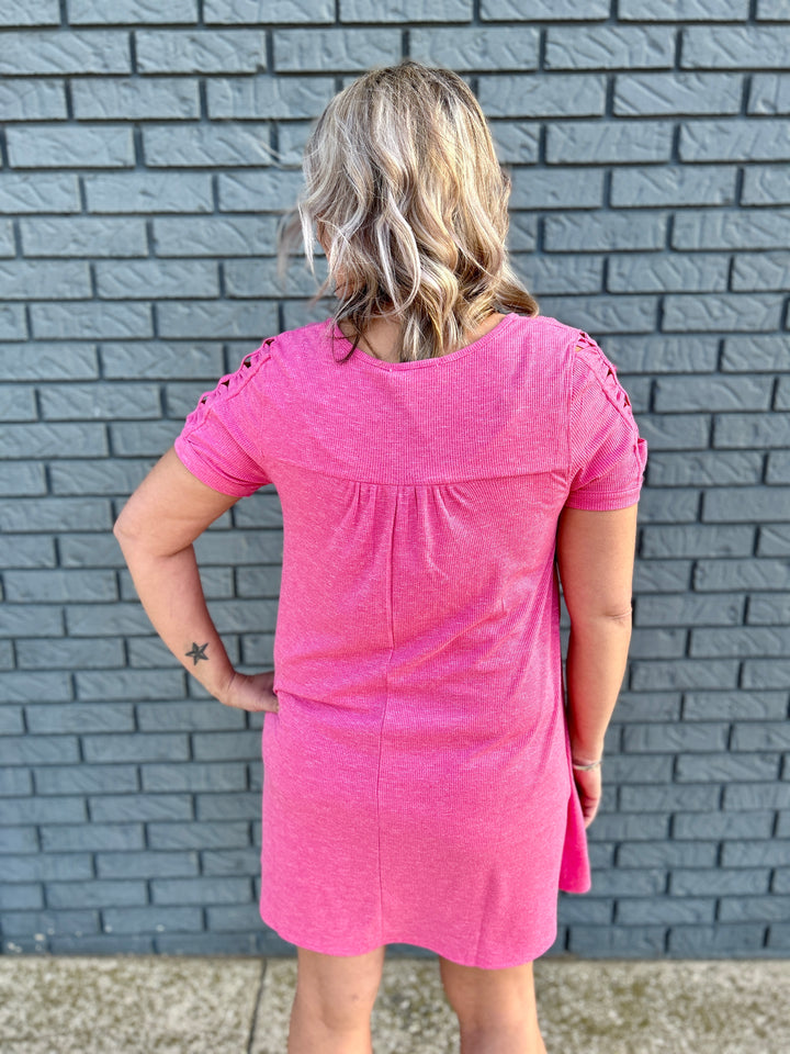 Ruched Cutout Sleeve Tee Dress