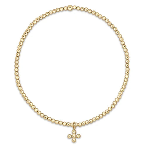 Classic Gold Bead Bracelet with Signature Beaded Cross Charm