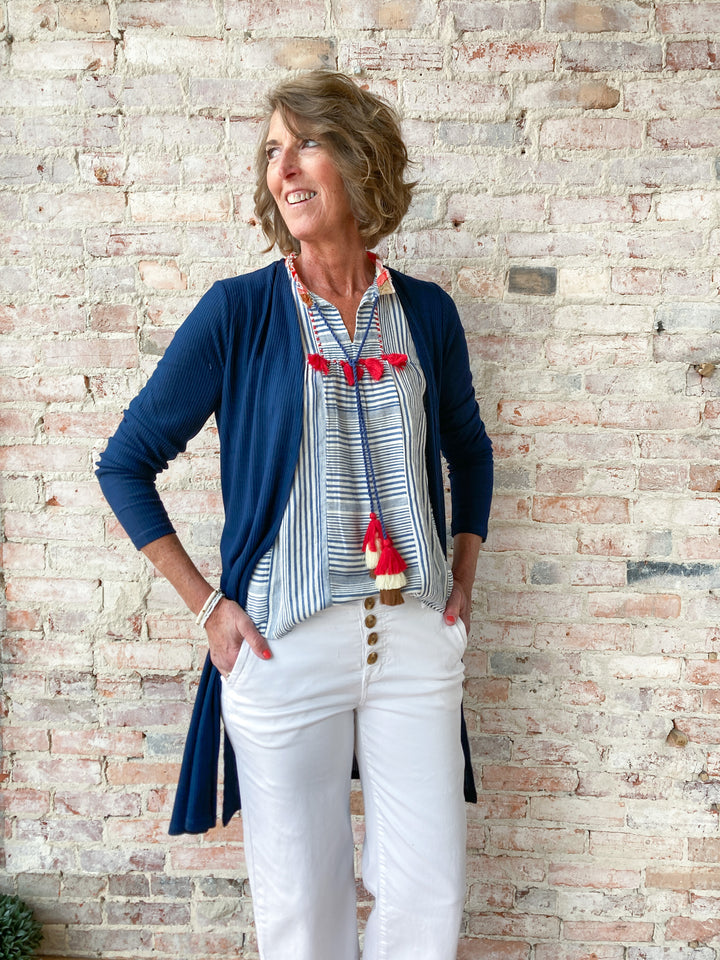 sleeveless stripe top