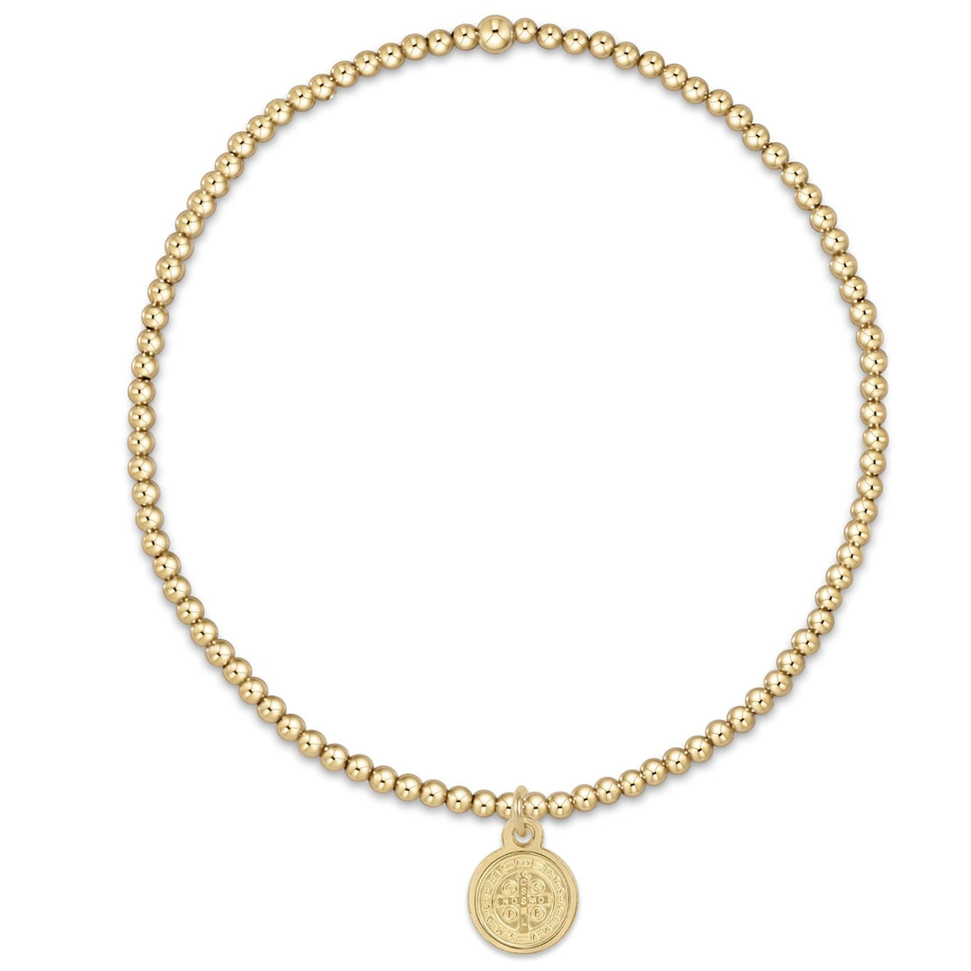 Classic Gold Bead Bracelet with Blessing Charm - Blessing / 2 mm