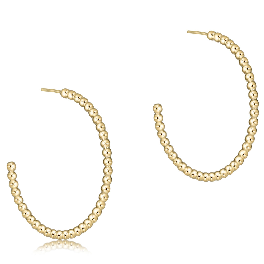 Beaded Classic 1.25" Post Hoop - 2mm Gold — enewton beaded post hoop earrings, gold, 2mm beads, 1.25" post