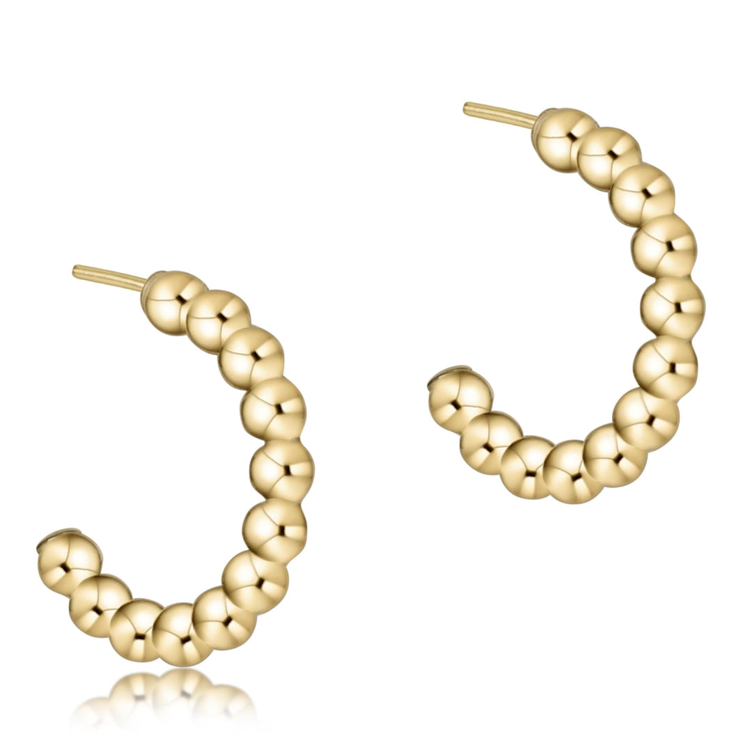 Beaded Classic 1" Post Hoop - 3mm Gold — enewton beaded post hoop earrings, gold, 3mm beads, 1" post