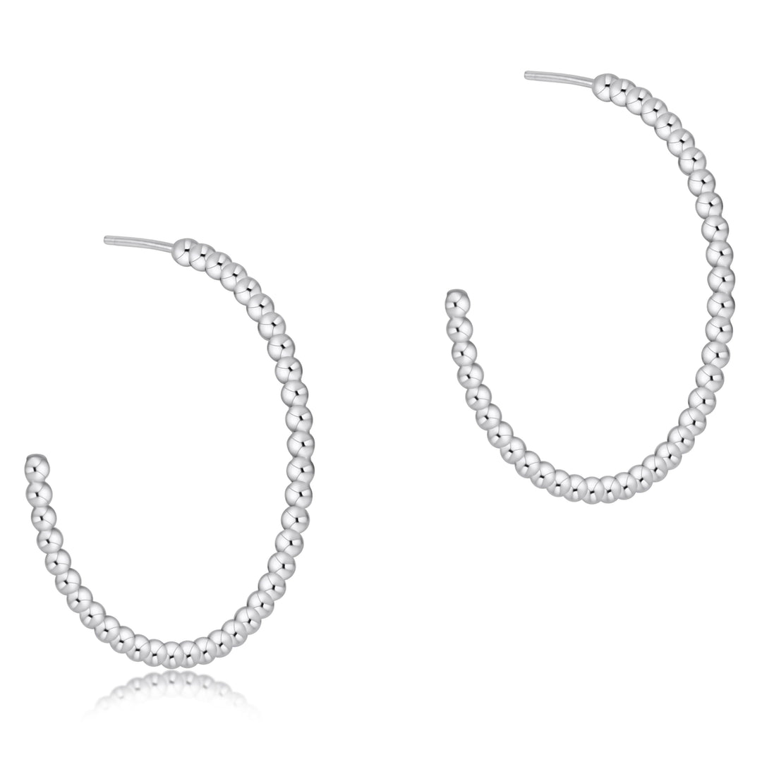 Beaded Classic 1.25" Post Hoop - 2mm Sterling — enewton beaded post hoop earrings, sterling, 2mm beads, 1.25" post