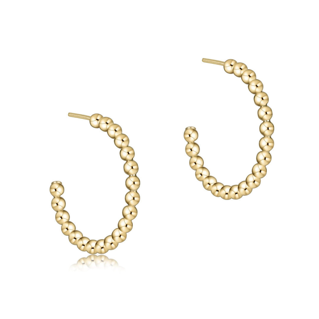 Beaded Classic 1" Post Hoop - 2mm Gold — enewton beaded post hoop earrings, gold, 2mm beads, 1" post
