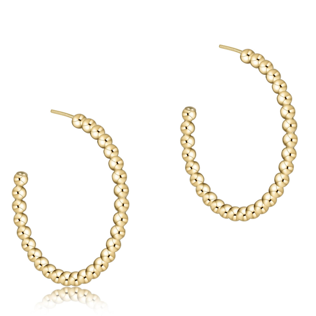 Beaded Classic 1.25" Post Hoop - 3mm Gold — enewton beaded post hoop earrings, gold, 3mm beads, 1.25" post