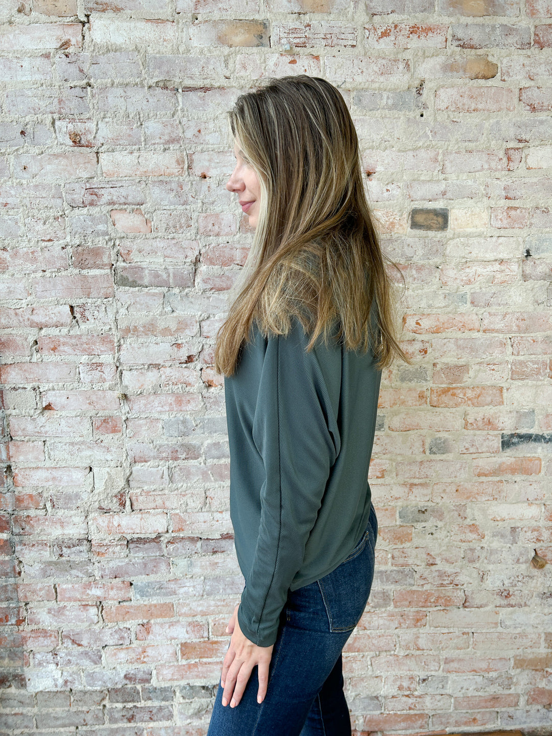 Ribbed Mockneck Knit Top