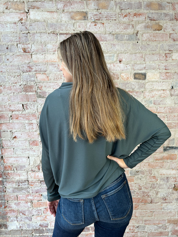 Ribbed Mockneck Knit Top