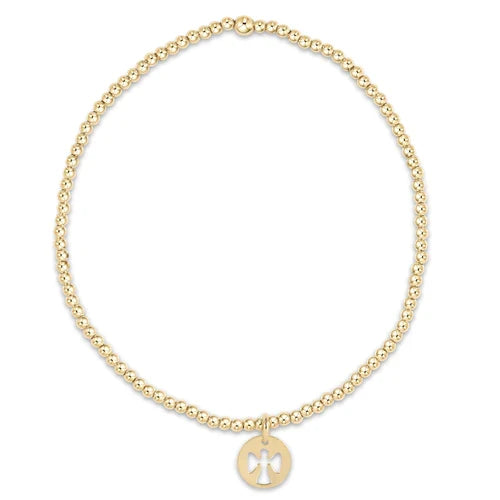 Classic Gold Bead Bracelet with Guardian Angel Charm