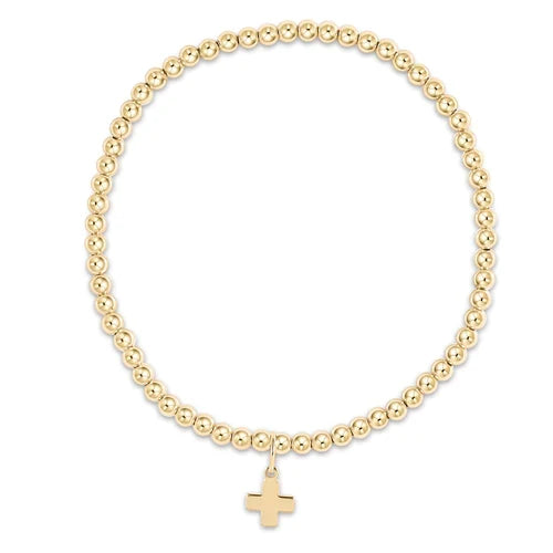 Classic Gold Bead Bracelet with Signature Cross Small Charm