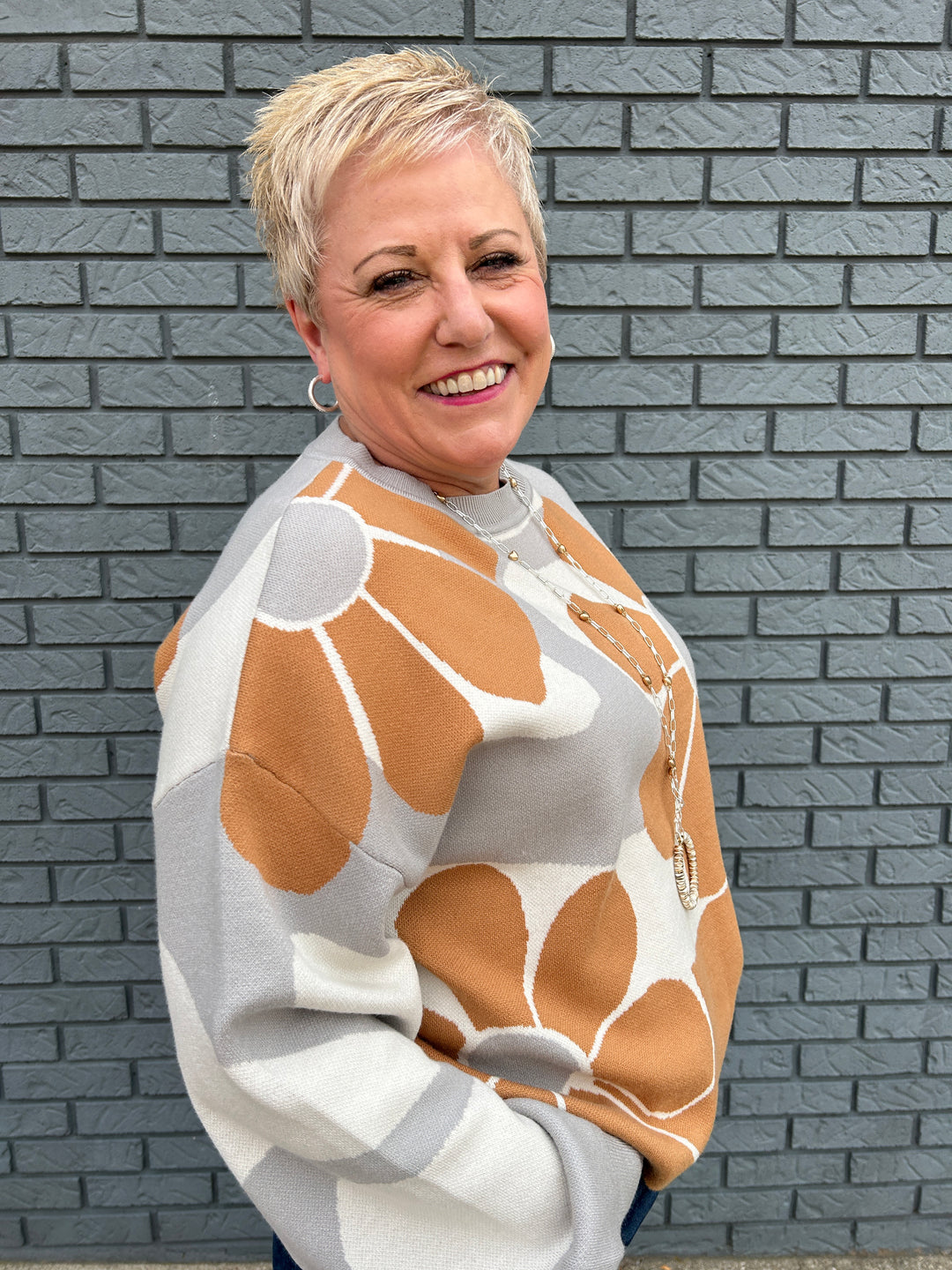 Retro Floral Detail Sweater
