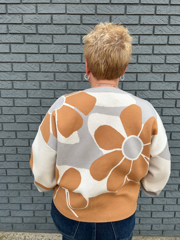 Retro Floral Detail Sweater