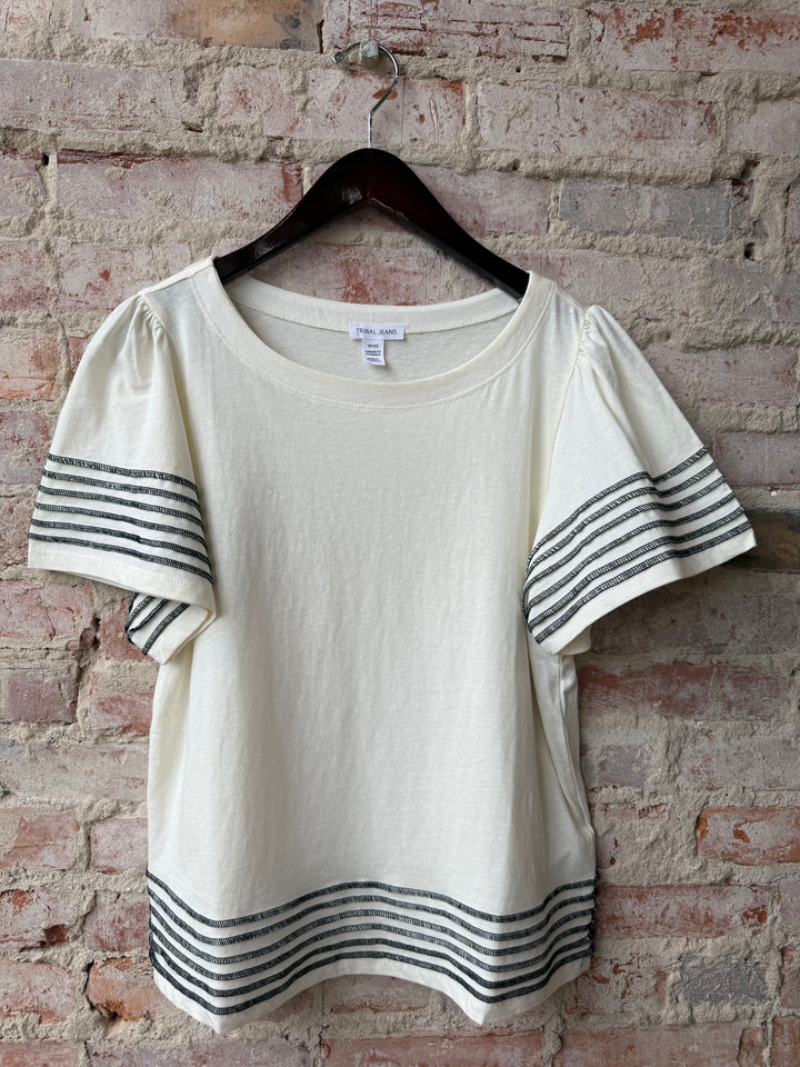 Boatneck Top w/ Contrast Stitch