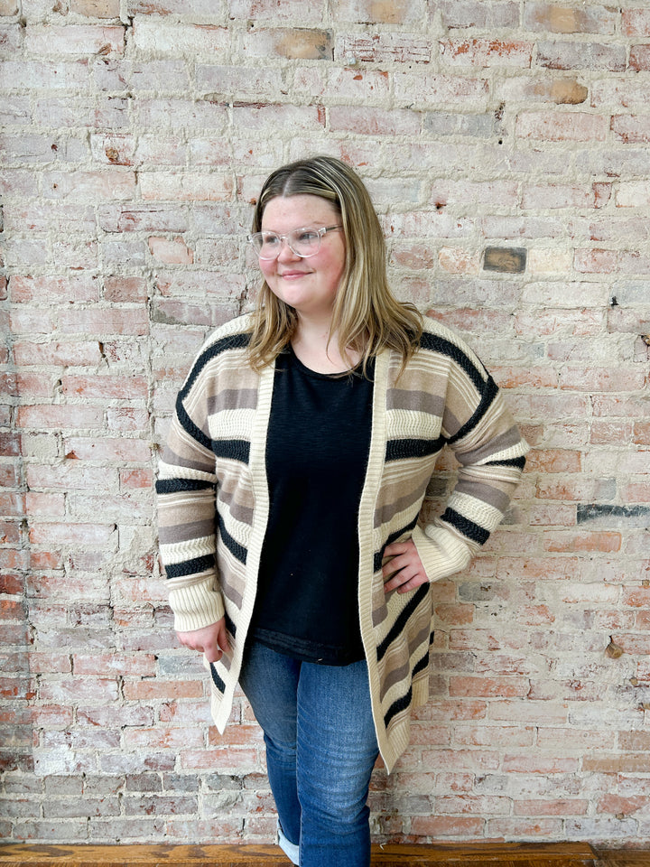 Multi Color Strip Open Cardi