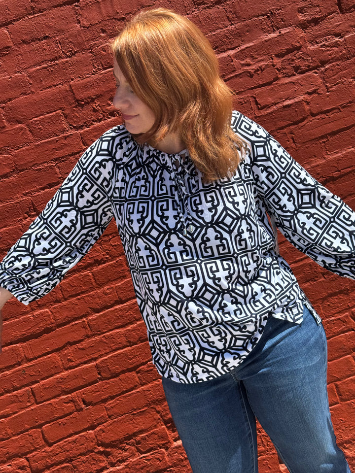 ¾ Sleeve Peasant Top