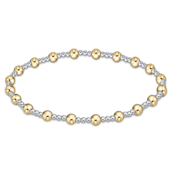 Classic Beaded Sincerity Pattern Bracelet - Mixed Metal - 4 mm / Mixed Metal