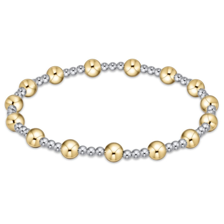 Classic Beaded Sincerity Pattern Bracelet - Mixed Metal - 5 mm / Mixed Metal