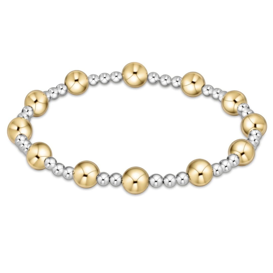 Classic Beaded Sincerity Pattern Bracelet - Mixed Metal - 6 mm / Mixed Metal
