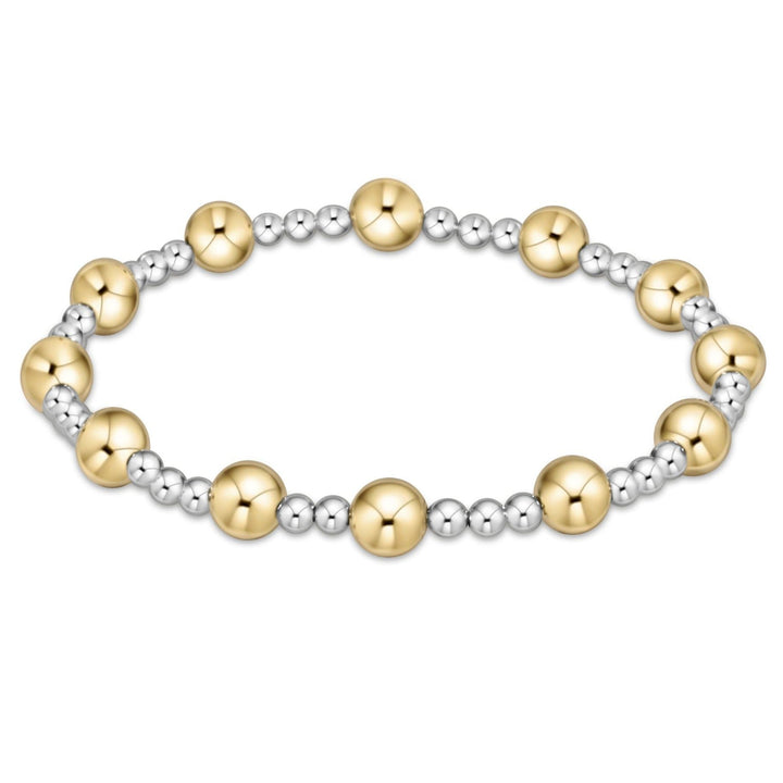 Classic Beaded Sincerity Pattern Bracelet - Mixed Metal - 6 mm / Mixed Metal