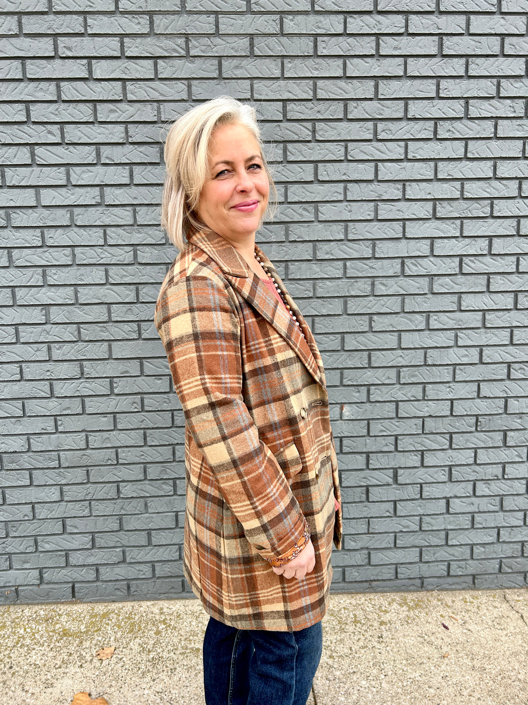 Double Breast Plaid Jacket