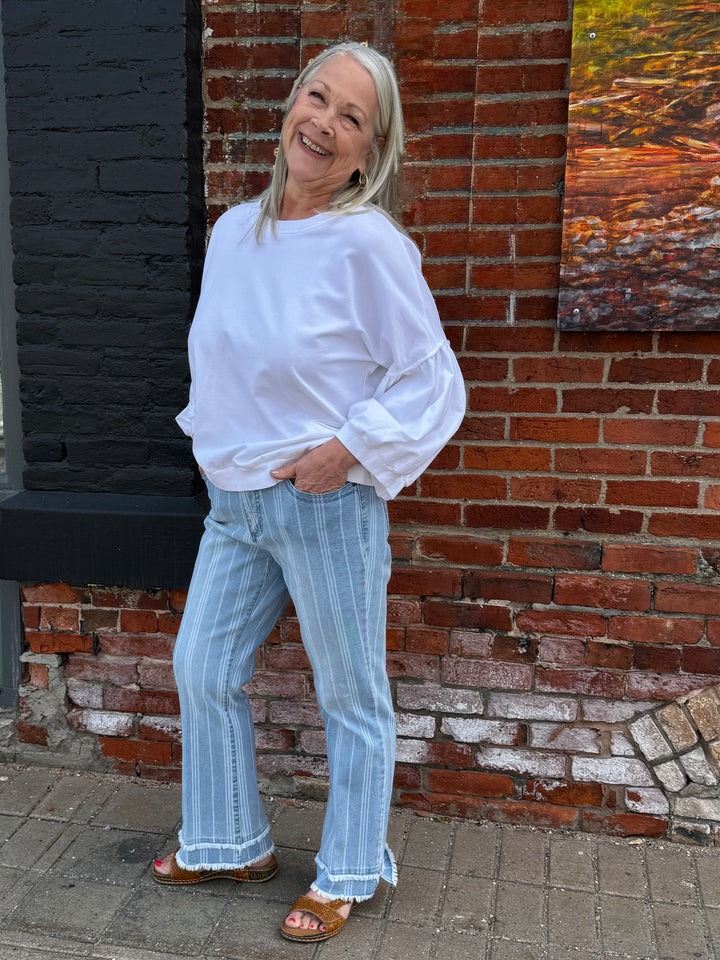 5 Pocket Flare Fringe Hem Ankle Jean