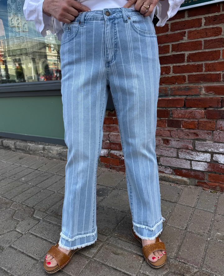 5 Pocket Flare Fringe Hem Ankle Jean