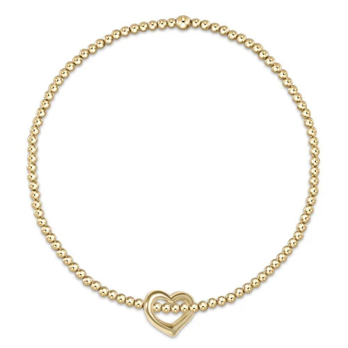 Classic Gold Bead Bracelet with Love Charm