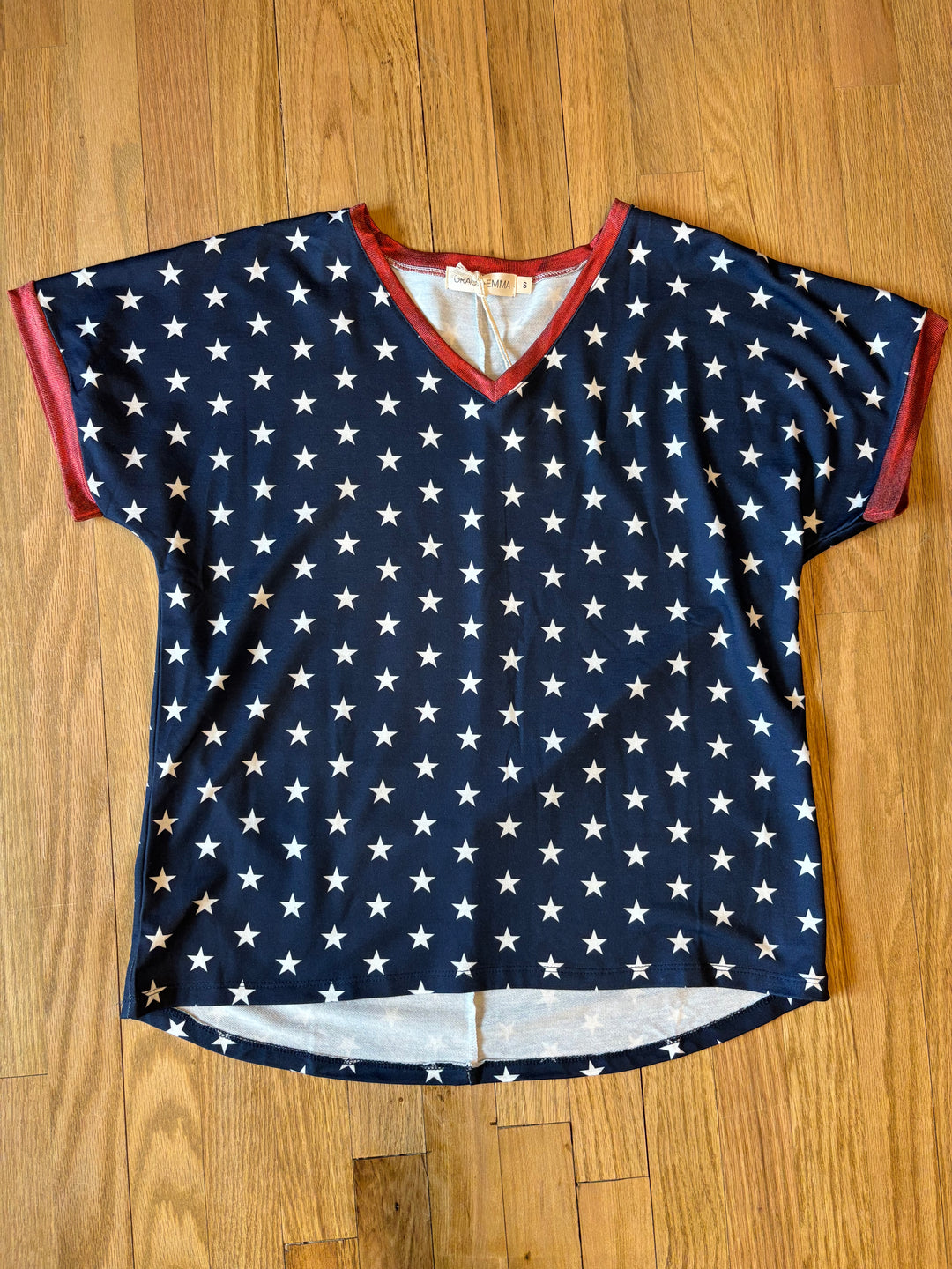Blue and White Stars V-Neck Top