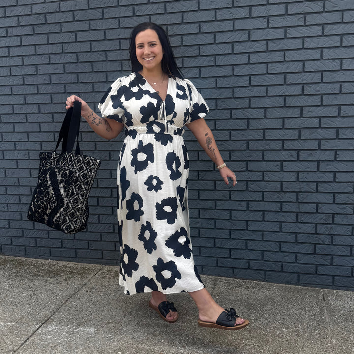 Floral V-neck Midi Dress