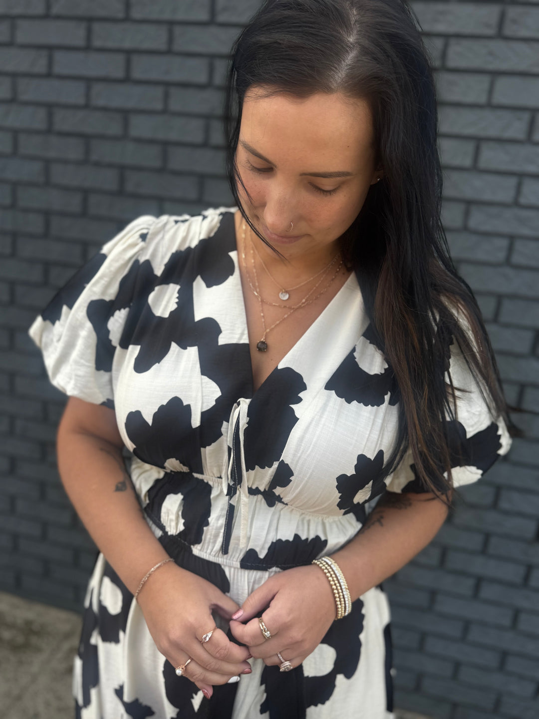 Floral V-neck Midi Dress