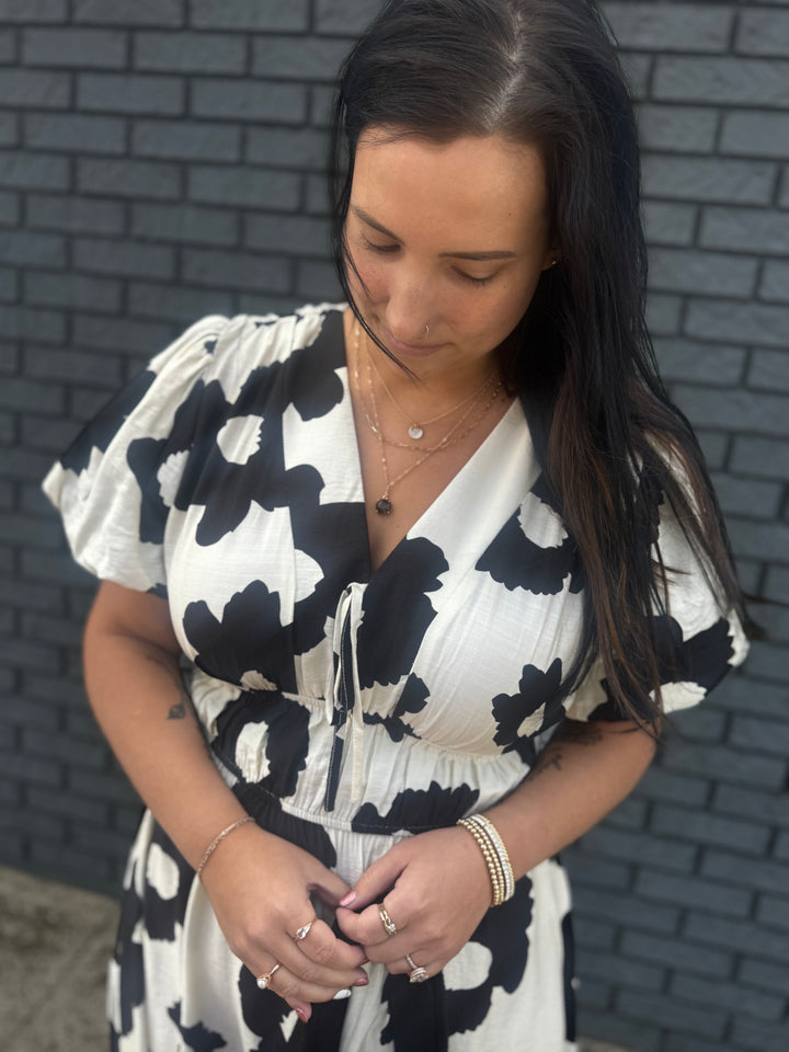 Floral V-neck Midi Dress