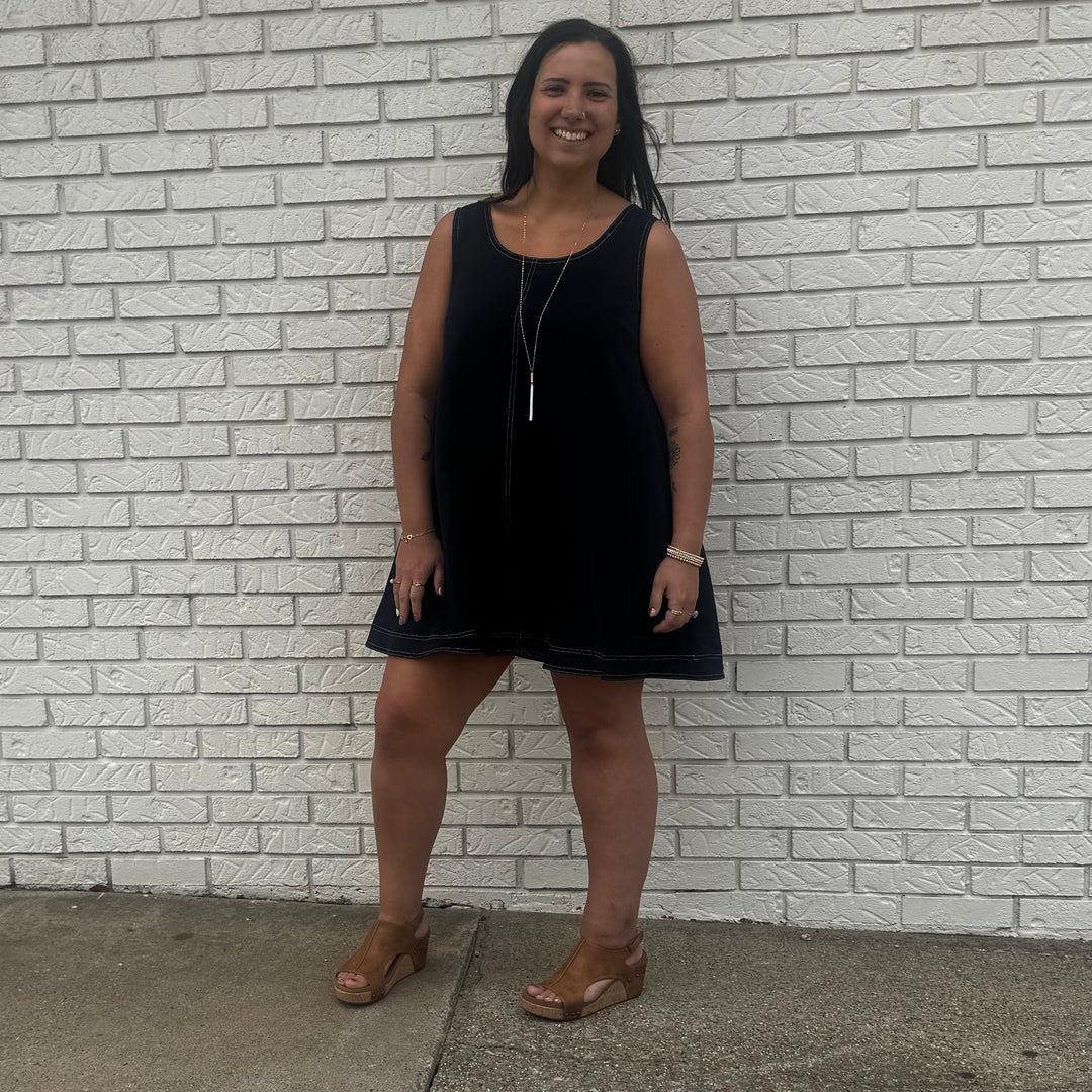 Double Scoop Neck Mini Dress