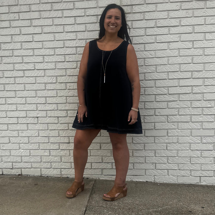 Double Scoop Neck Mini Dress