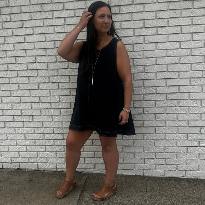 Double Scoop Neck Mini Dress