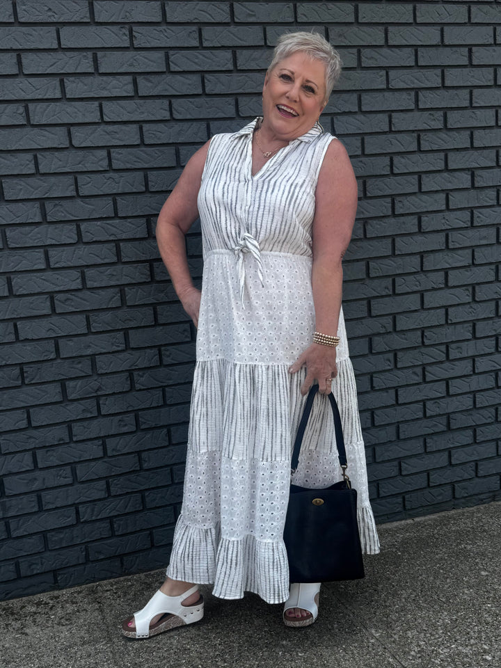 Tie Front Sleeveless Long Dress