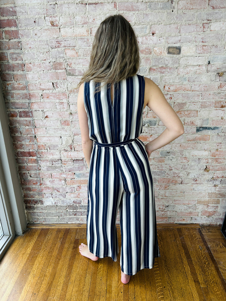 Stripe Belted Jumpsuit
