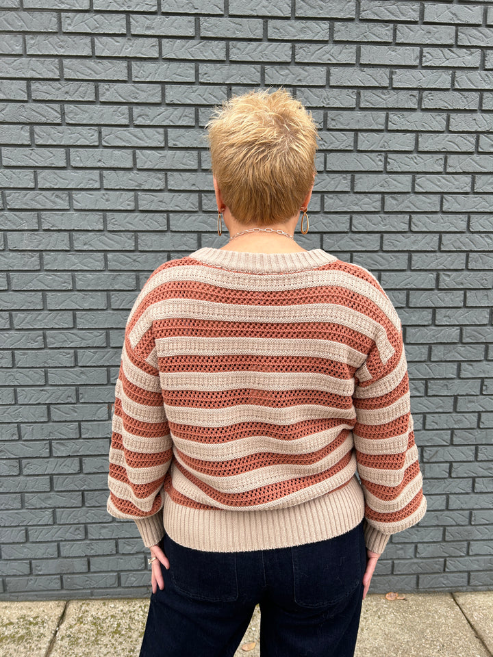 Open Knit Chenille Cardigan Sweater