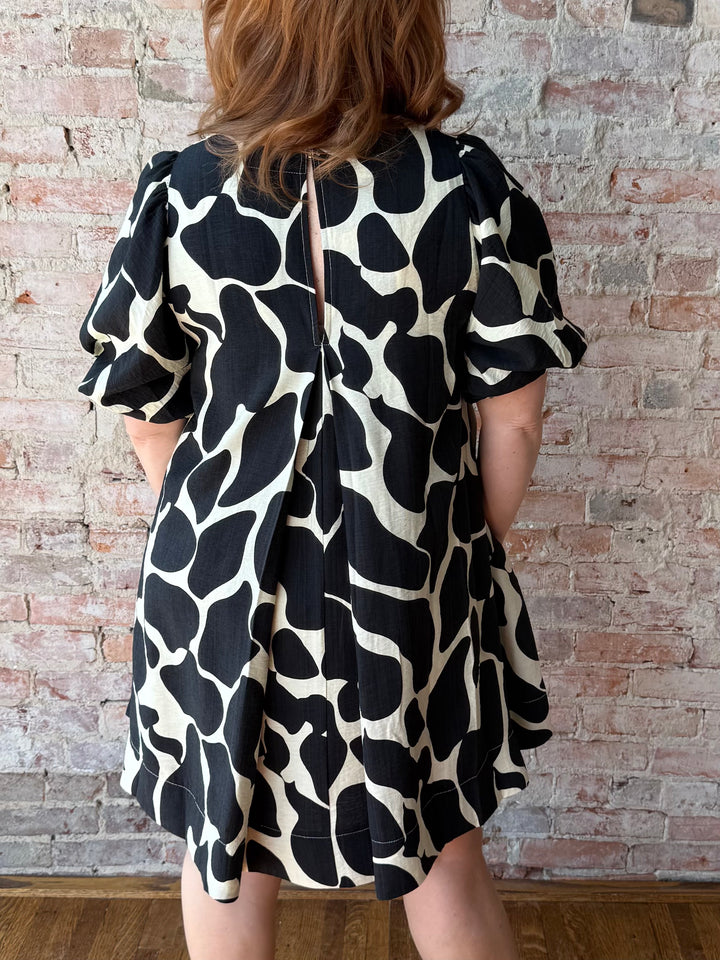 Two Tone Puff Sleeve Dress