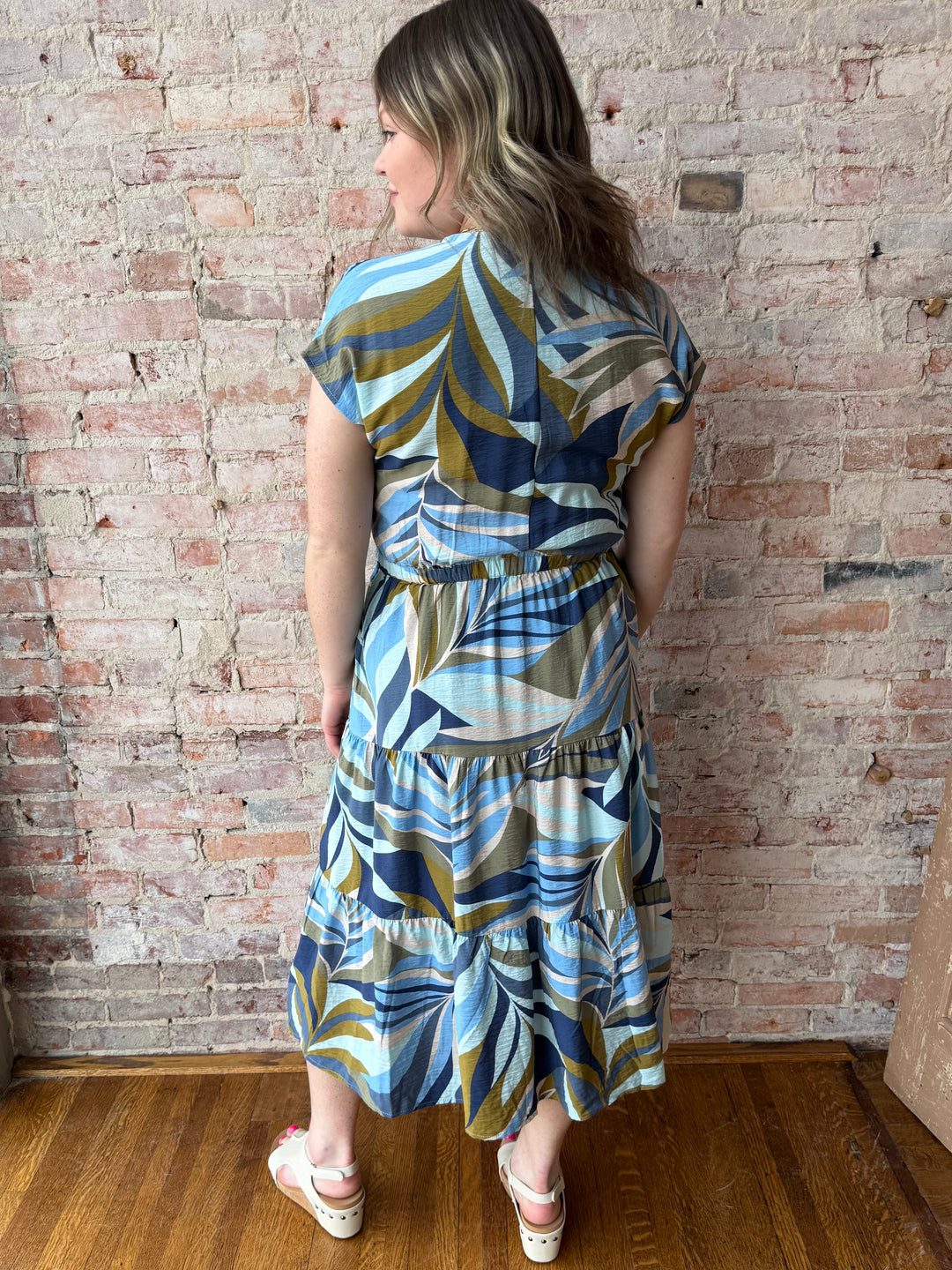 Short Sleeve V-neck Tiered Dress