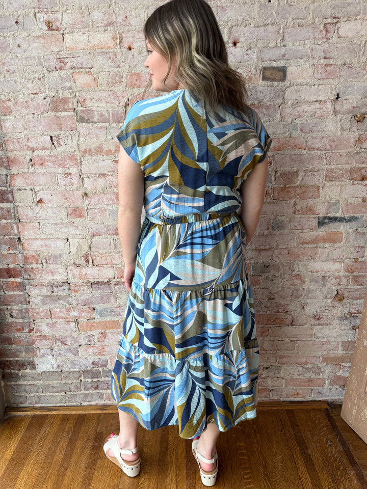 Short Sleeve V-neck Tiered Dress