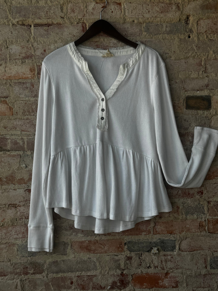 Washed Thermal Peplum Top