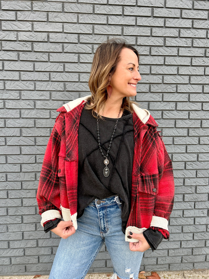 Button Down Oversized Crop Jacket