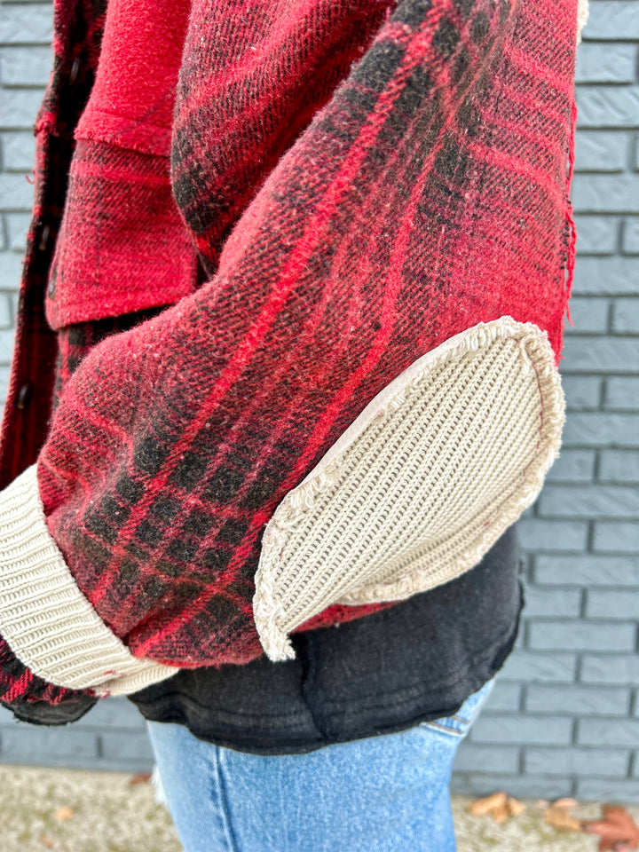 Button Down Oversized Crop Jacket