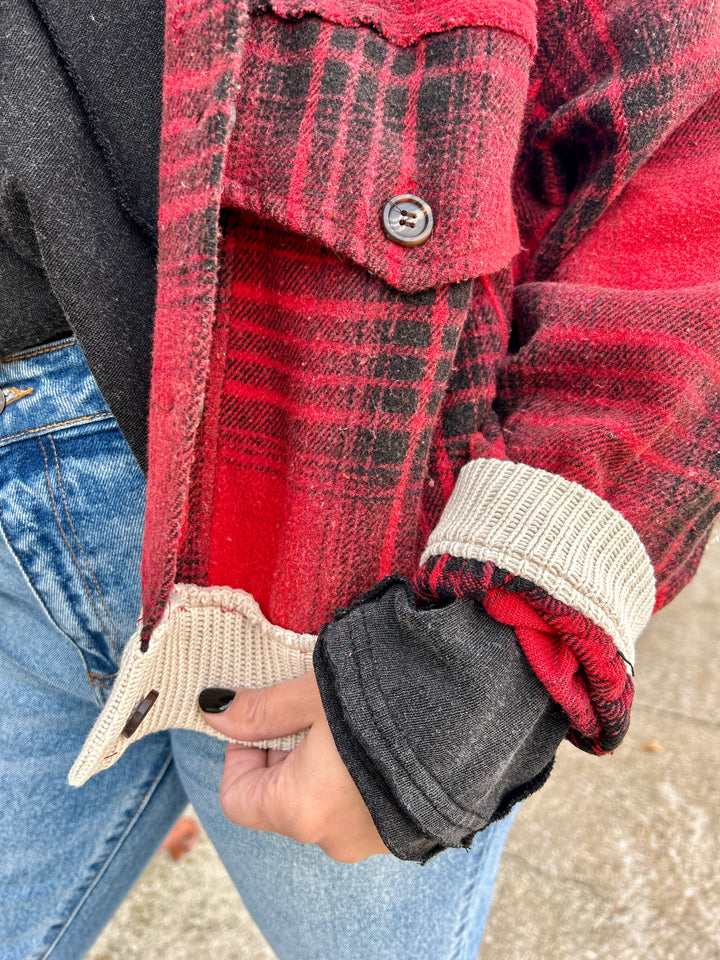 Button Down Oversized Crop Jacket