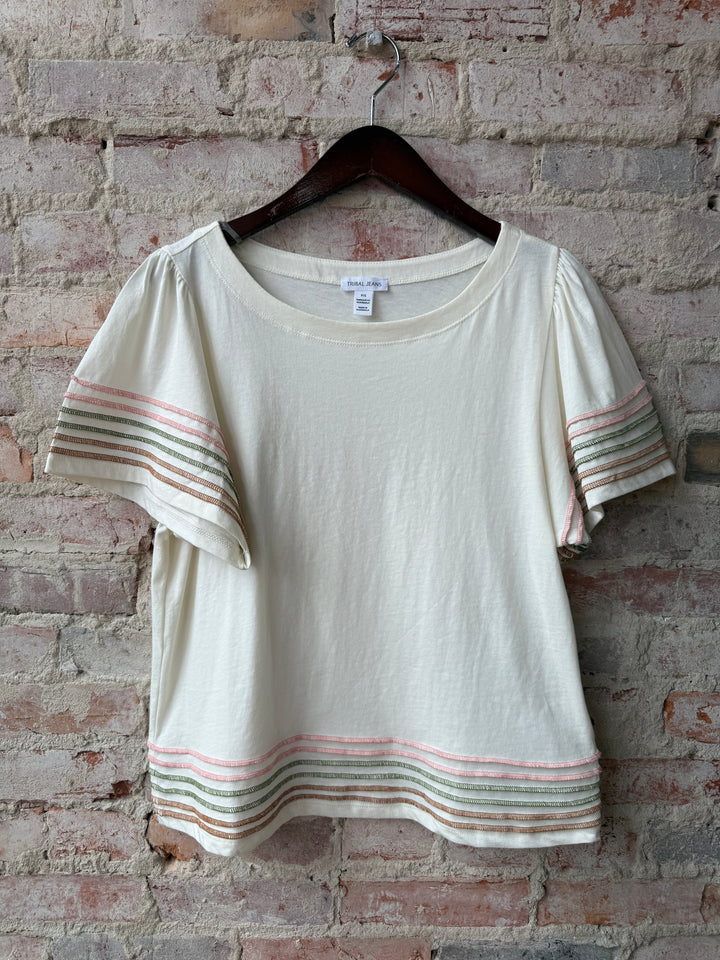 Boatneck Top w/ Contrast Stitch