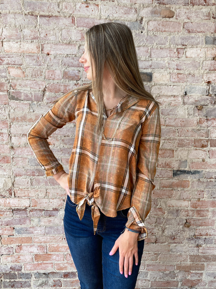 Washed Plaid Button Shirt