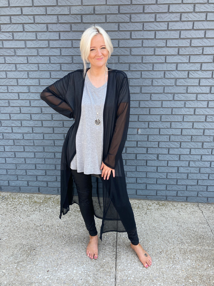 long sleeve mesh duster