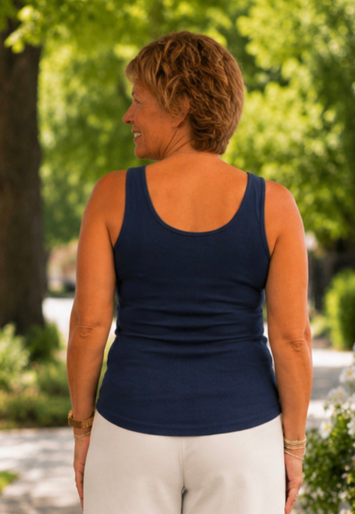 Bella Square Neck Rib Knit Tank Top