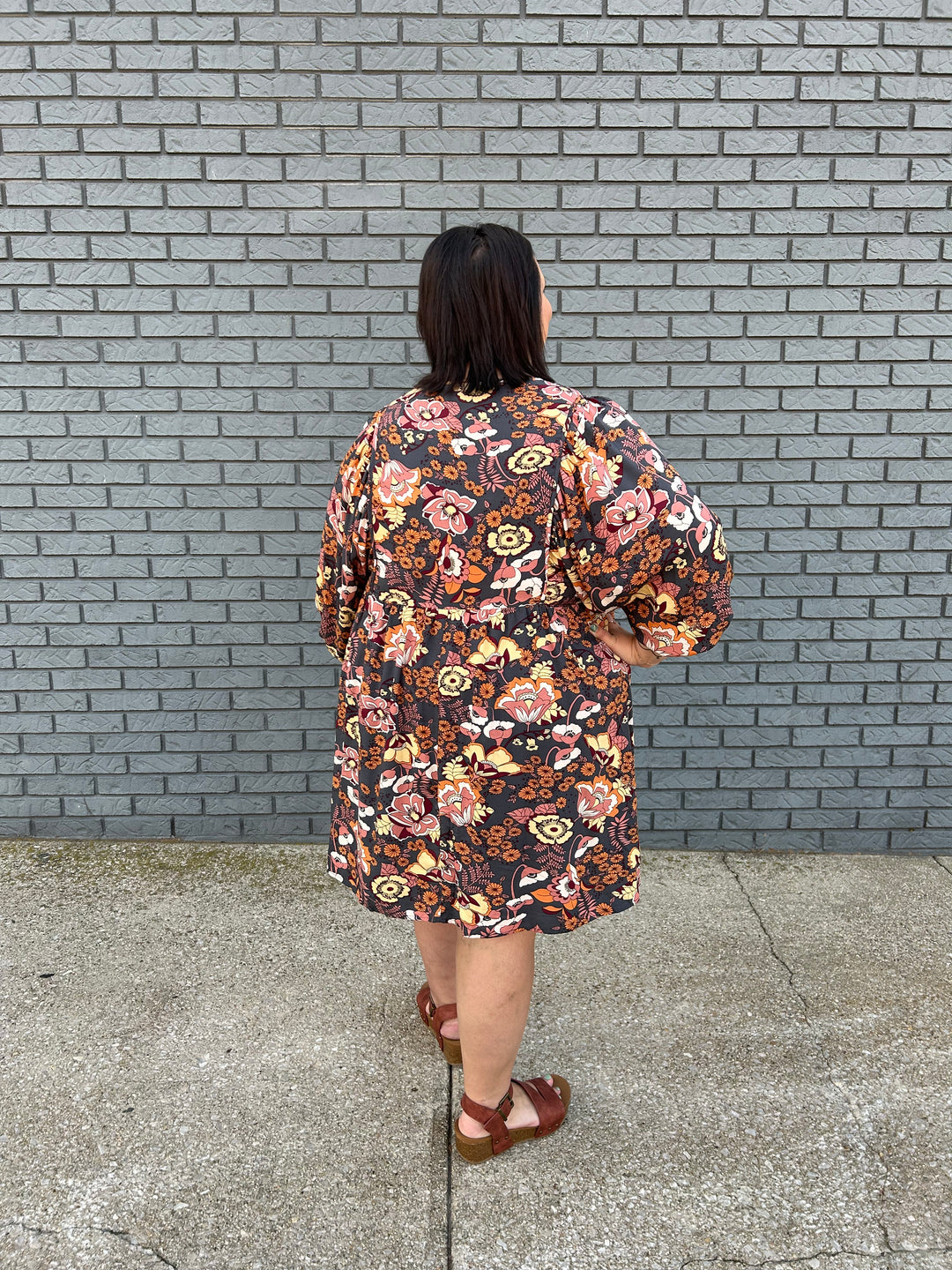 Floral Bishop Sleeve Smock Dress