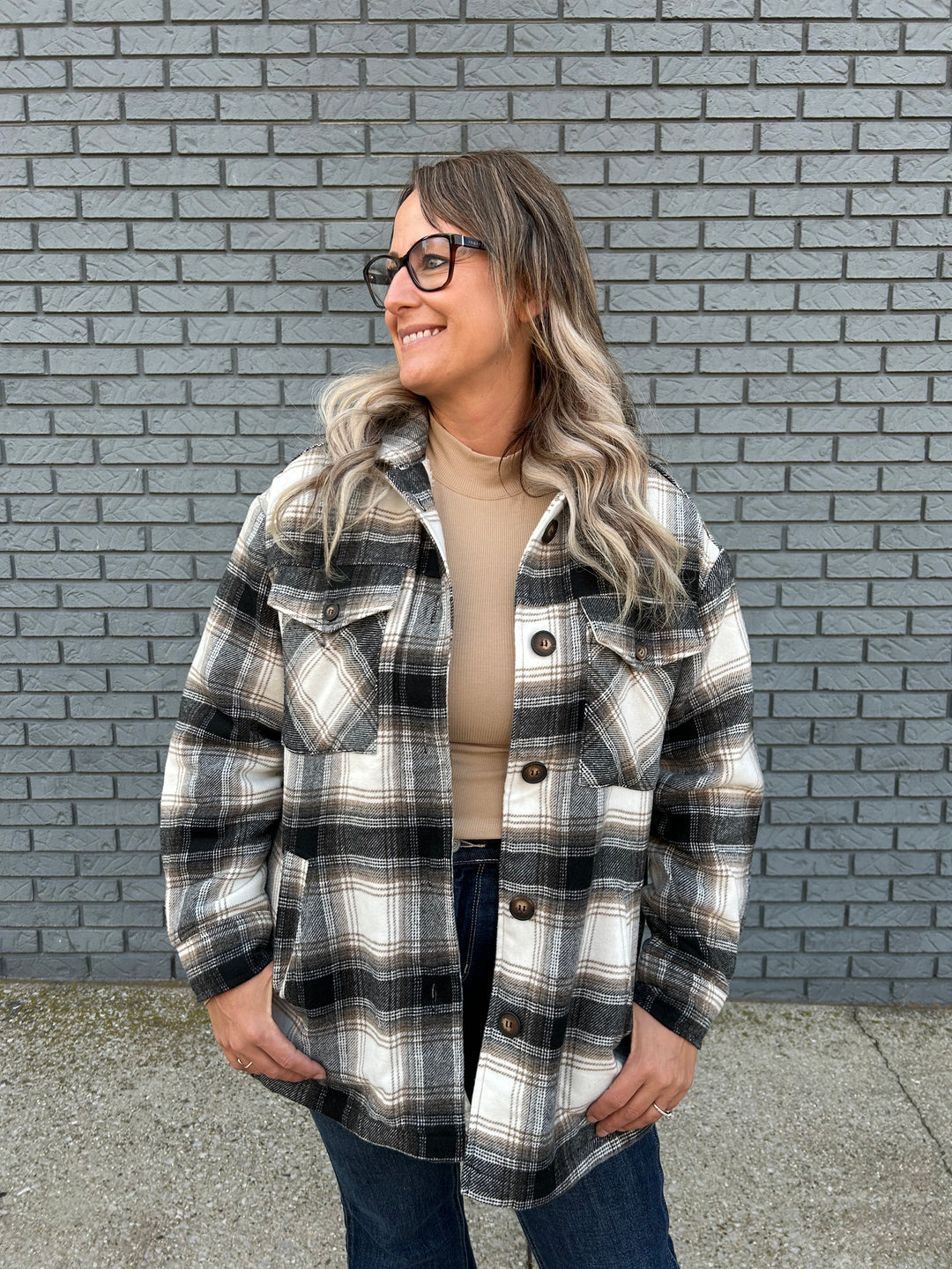 Checkered Oversized Button Jacket