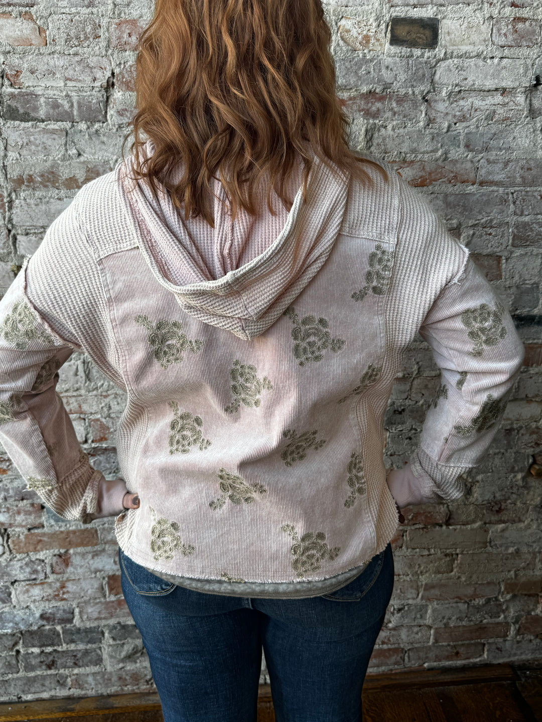 Flower Embroidery Hoodie Jacket